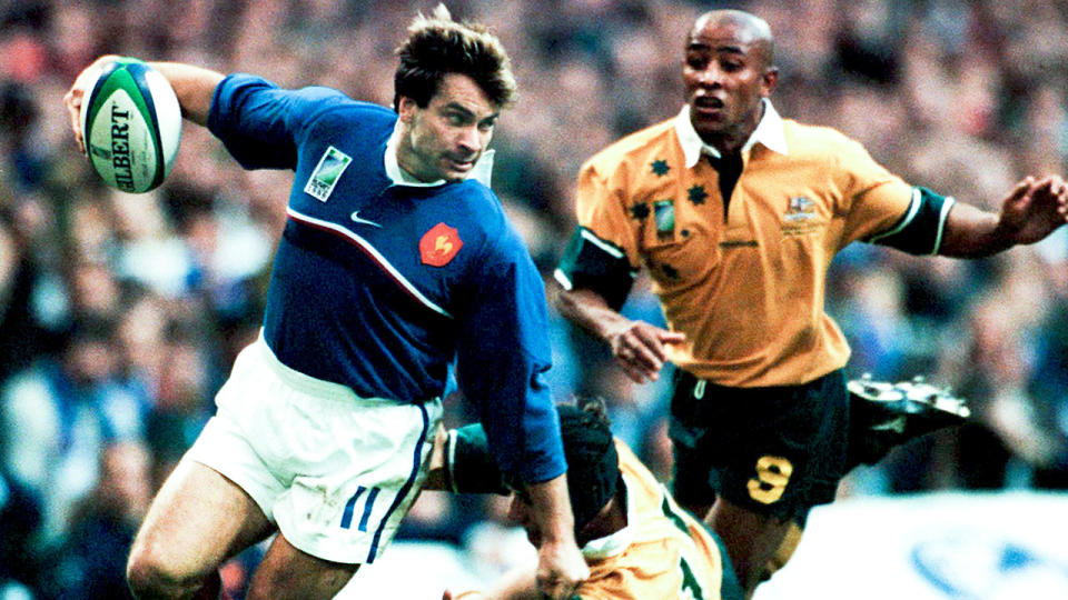 Christophe Dominici, pictured here in action against Australia at the 1999 Rugby World Cup.