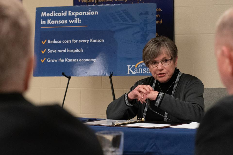 Gov. Laura Kelly discusses Medicaid expansion during a roundtable Tuesday afternoon at the Shawnee County Jail.