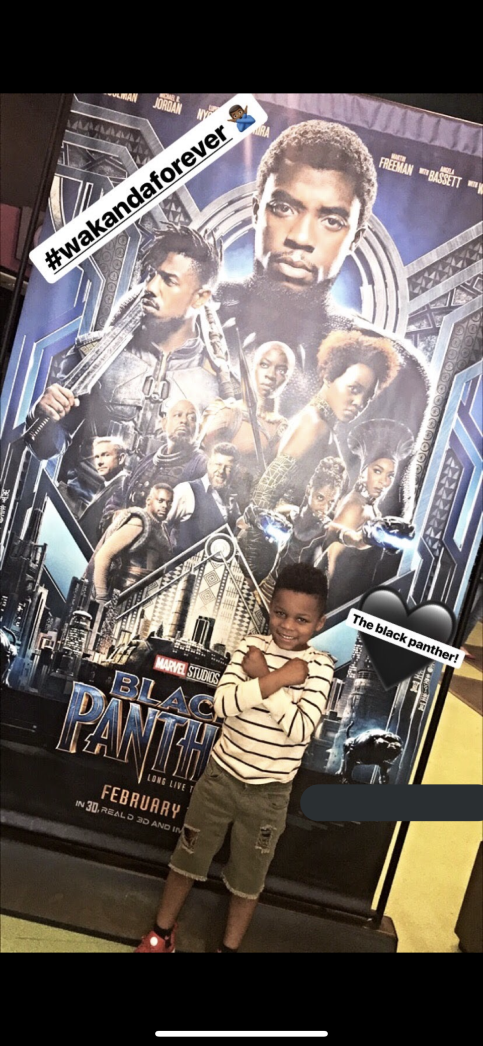 In February 2018, Paul Perry Jr. displays the "Wakanda Forever" salute after seeing "Black Panther" in Phoenix, Arizona.