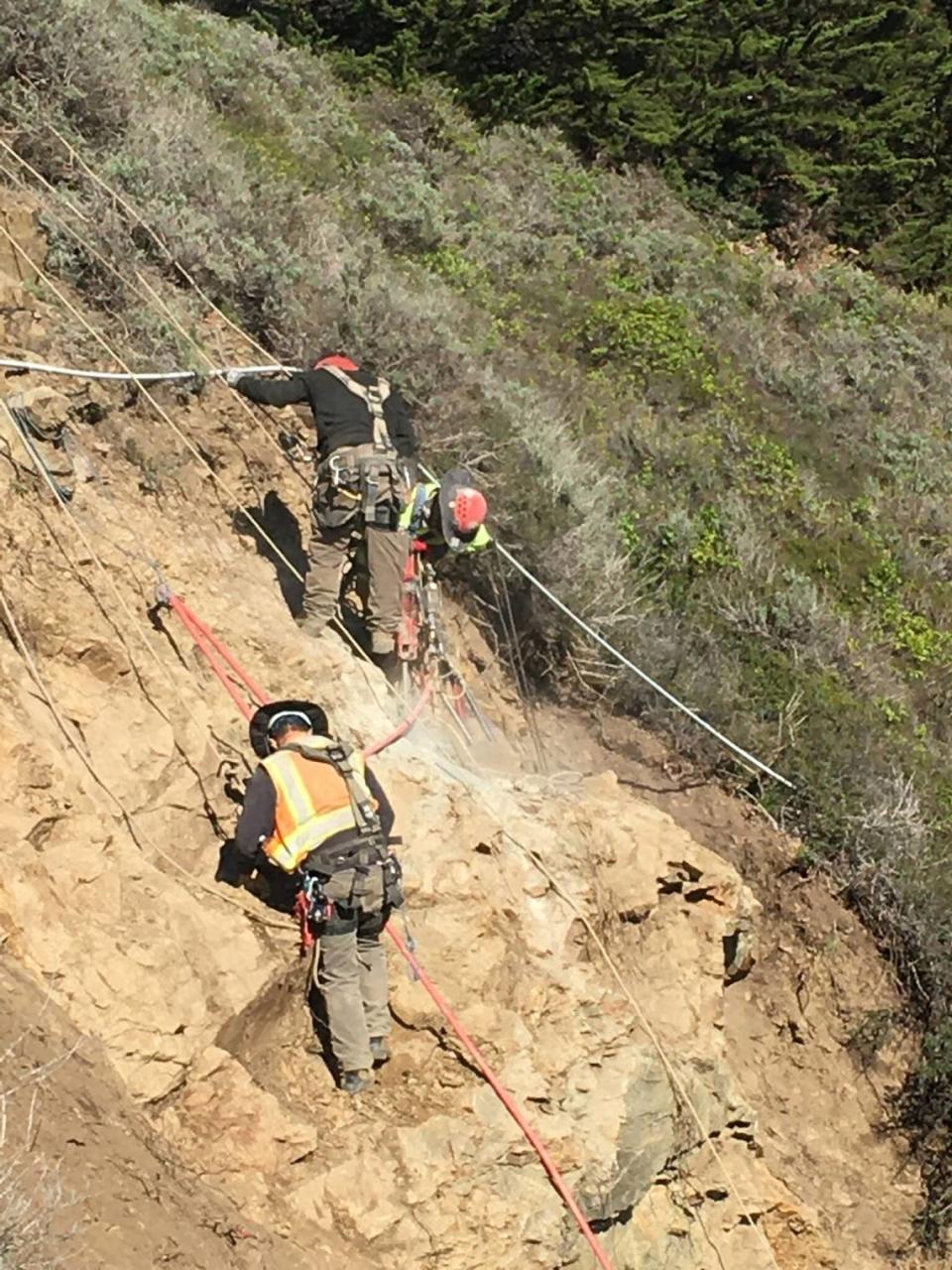 Workers dislodged debris and rock followed by blasting of the rock mass on Highway 1 about two miles south of Ragged Point. The roadway was closed on Dec. 26, but reopens at 5 p.m. with traffic control on Friday, Dec. 31, 2021.