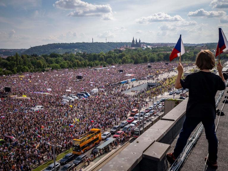 Hundreds of thousands of Czechs have staged the biggest anti-government protest in Prague since the Velvet Revolution that overthrew communism 30 years ago.An estimated 250,000 people joined the rally demanding the resignation of their prime minister, the culmination of a series of demonstrations in recent months.The protesters say Andrej Babis, the populist billionaire leader, is a threat to democracy, including the independence of the country’s legal system.Mr Babis has faced investigations over alleged fraud and conflicts of interest, claims he vehemently denies.Prosecutors are considering whether to charge the prime minister with fraud involving European Union funds.Protesters carried banners saying “Resign”, “We’ve had enough” and “We won’t give up democracy”.Many families took children to the rally, which was peaceful, as were other recent protests.The demonstrators also are demanding the resignation of Marie Benesova, Mr Babis’ new justice minister, claiming she might influence legal proceedings. That possibility has also been vigourously denied.Mr Babis has said people have the right to protest but has firmly refused to step down.His populist ANO movement remains the most popular party, although its support has dipped slightly in two months to 27.5 per cent, according to the most recent poll.He also has enough backing in parliament, where a no-confidence vote planned for Wednesday is likely to fail.Police proposed in April that Mr Babis, a billionaire businessman-turned-politician sometimes likened to Donald Trump, should be formally charged for fraud in tapping an EU subsidy a decade ago to build a hotel and conference centre.“Our country has many problems and the government is not solving them. It is not solving them because the only worry of the prime minister is how to untangle himself from his personal problems,” said Mikulas Minar, a 26-year-old student who set up the Million Moments for Democracy, a group that organised the protests.“It is unacceptable for our prime minister to be a person under criminal investigation,” he told the crowd from a giant stage.Filip Rubas, 50, who joined protests in 1989 against the then-communist regime, said: “We think our leaders need to be reminded very strongly that they do not own our country, that they are not above the law (or constitution) and that there are still enough caring people who are not brainwashed by hateful propaganda.”Leaked preliminary results of an audit by the European Commission said that Mr Babis, 64, was in conflict of interest as the beneficiary of trust funds to which he had transferred his chemicals, farming, media and food business, valued by Forbes at $3.7 billion (£2.9 billion).Additional reporting by agencies