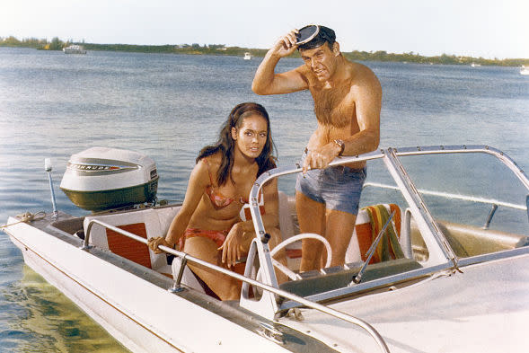 Sean Connery and Martine Beswick on the set of 
