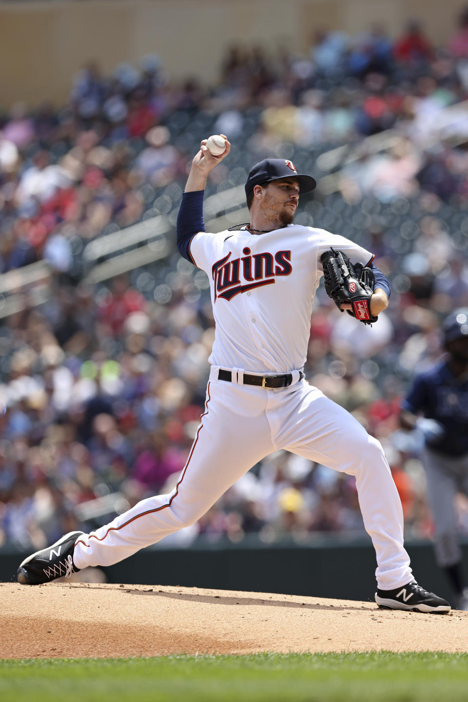 Minnesota Twins pitcher Chi Chi Gonzalez (51) throws during the first inning of a baseball game against the Tampa Bay Rays, Saturday, June 11, 2022, in Minneapolis. (AP Photo/Stacy Bengs)