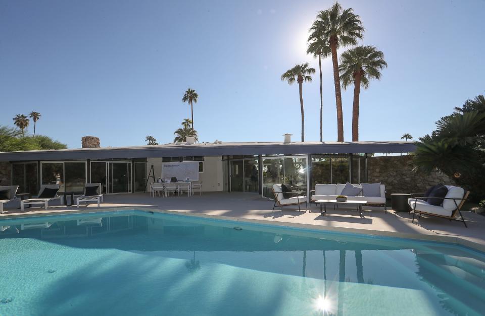 The backyard of the House of Tomorrow which is a featured home during Modernism Week in Palm Springs, Calif., Oct. 14, 2022. 