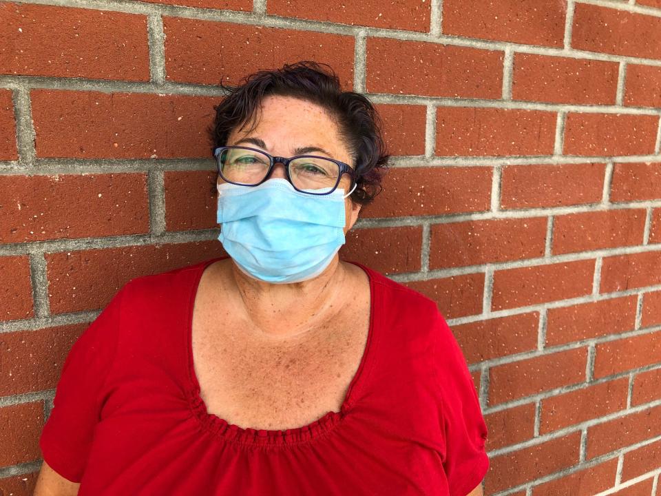 Jeanine Robbins, 60, Anaheim, a self-employed retail worker: "Wearing a mask, how difficult is that?...It's not a violation of your rights."