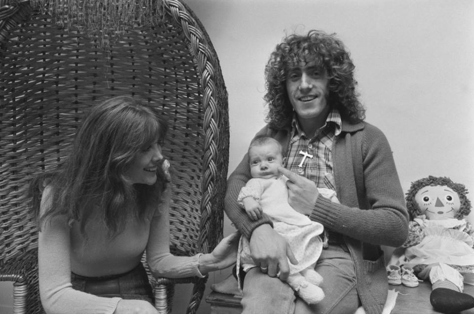 Daltrey with his wife Heather and their daughter, Rosie Lea, at their home in Sussex, England, 1972 (Getty)