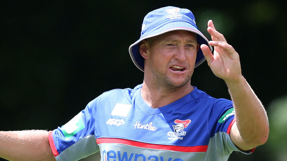 Newcastle Knights coach Nathan Brown during a Newcastle Knights NRL pre-season training session at Hunter Stadium on February 10, 2016 in Newcastle, Australia. (Photo by Tony Feder/Getty Images)