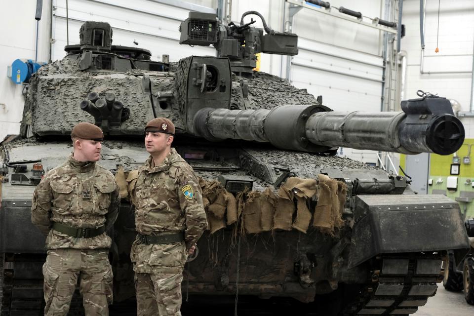 British Army servicemen with their main battle tank Challenger 2 during Ukraine Military Aid Meeting (EPA)