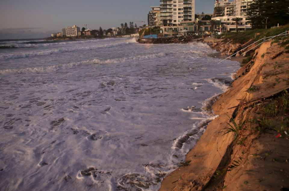 Hazardous surf washed away the sand at North Cronulla, a beach still recovering from previous erosion. Source: The Leader