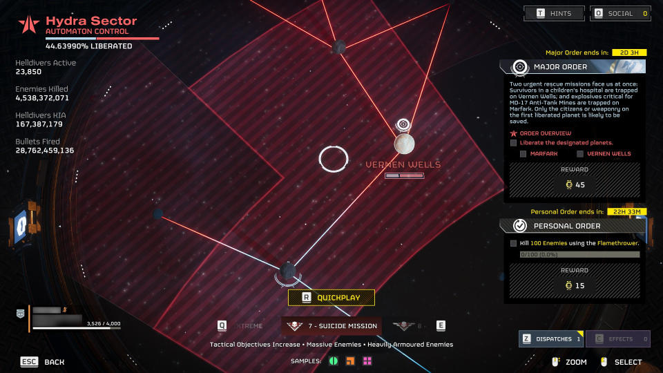 A screenshot showing the new UI for the Galactic War map, which displays supply lines.