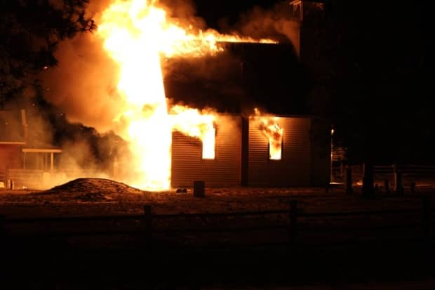 The Murray United Church was reduced to rubble after a suspicious fire on Jan. 11, 2019. (Pam Taylor - image credit)