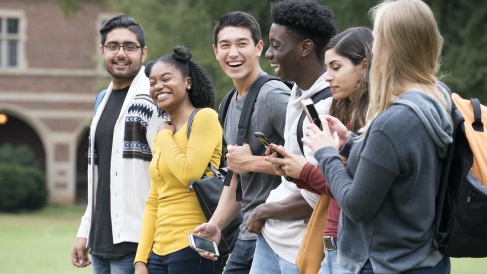 A group of college students on campus.