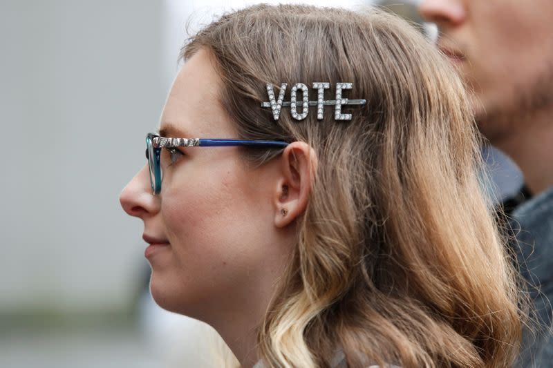 Supporters line up at a rally for U.S. Democratic 2020 presidential candidate Senator Elizabeth Warren at the Seattle Center Armory in Seattle