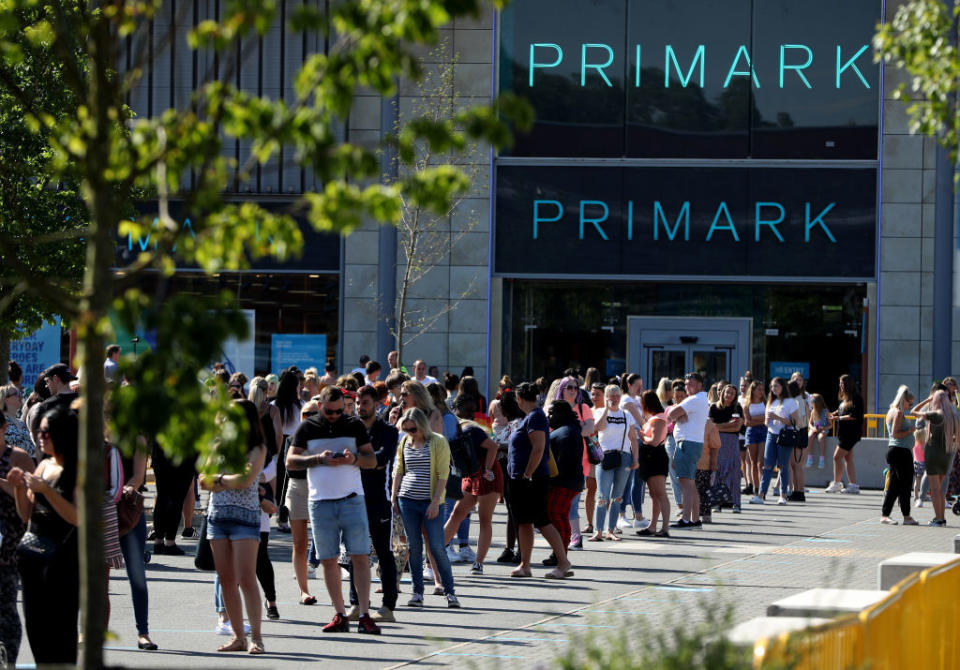 Primark saw huge queues this morning as stores reopened in England. (Getty Images)