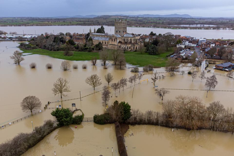 Tewkesbury underwater from Storm Gerrit’s heavy rainfall (PA)