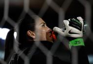 PORTLAND, OR - NOVEMBER 28: Golakeeper Hope Solo #1 of the United States warms up before the game against Ireland on November 28, 2012 at Jeld-Wen Field in Portland, Oregon. (Photo by Jonathan Ferrey/Getty Images)