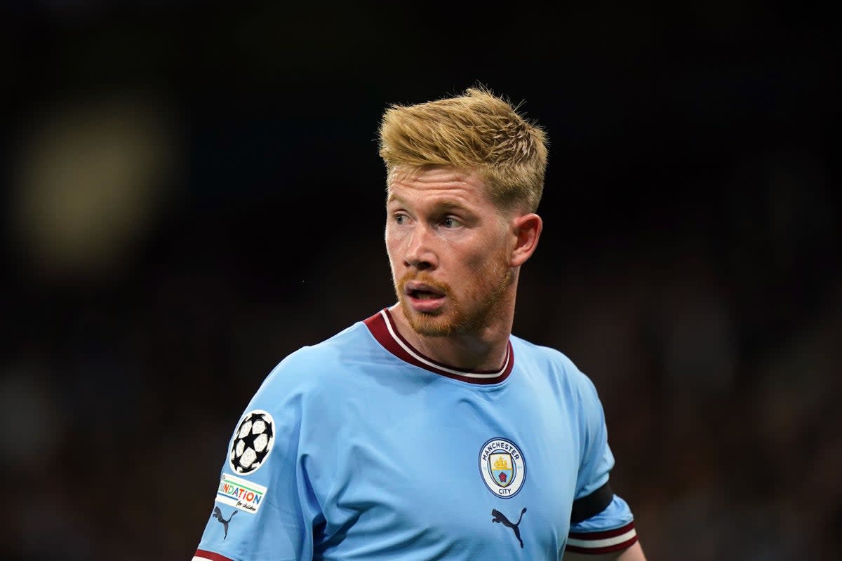 Manchester City are without Kevin De Bruyne for their Champions League game at RB Leipzig (Tim Goode/PA) (PA Wire)
