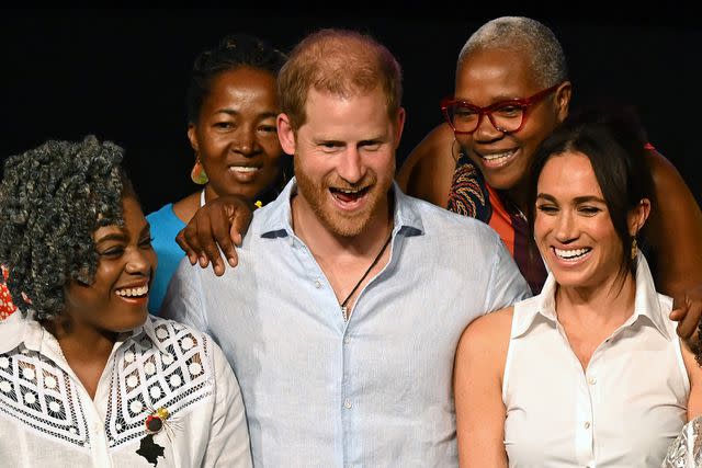 <p>RAUL ARBOLEDA/AFP via Getty Images</p> Prince Harry and Meghan Markle in Colombia on Aug. 18, 2024