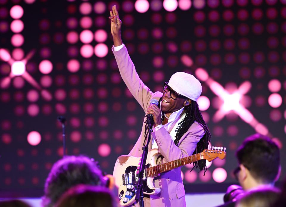 Nile Rodgers performs onstage during the Breast Cancer Research Foundation Hot Pink Party at The Glasshouse on May 14, 2024 in New York City.