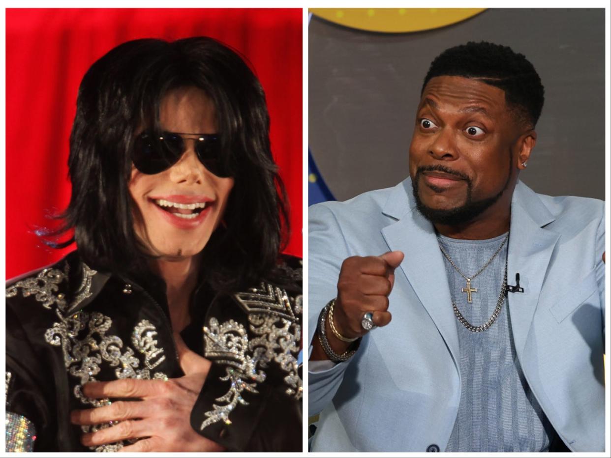 side-by-side of Chris Tucker looking excited and Michael Jackson