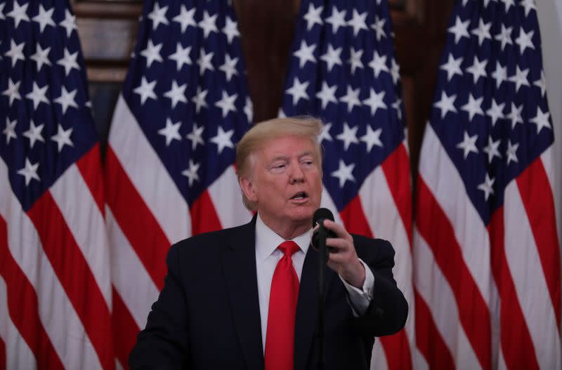 FILE PHOTO: U.S. President Donald Trump holds coronavirus response event at the White House in Washington