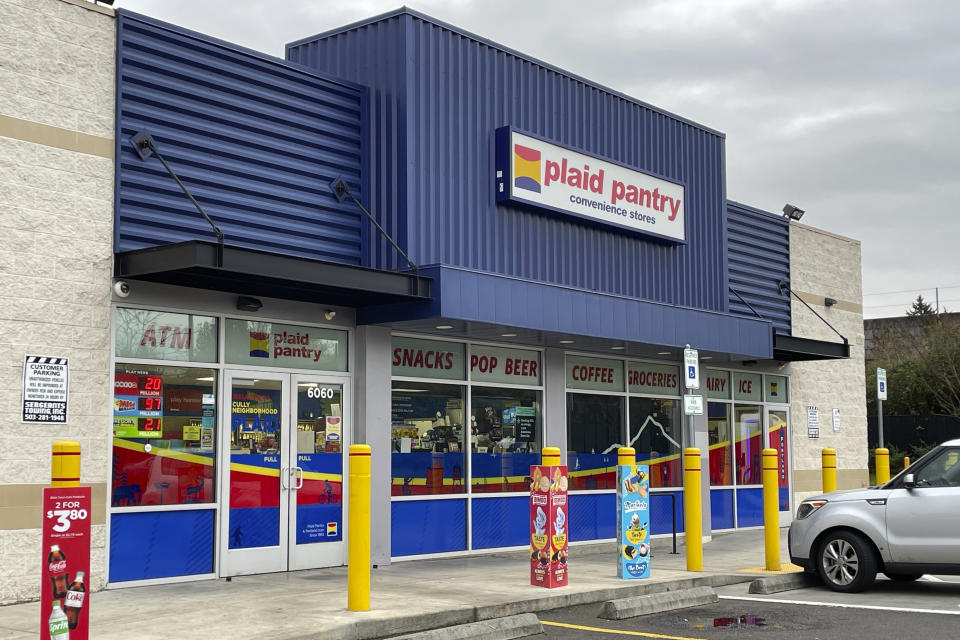 The Plaid Pantry convenience store that sold a $1.3 billion Powerball jackpot, the eighth-largest lottery prize in U.S. history, is seen in Portland, Ore., on Monday, April 8, 2024. The odds of winning a Powerball drawing are 1 in 292 million. (AP Photo/Claire Rush)