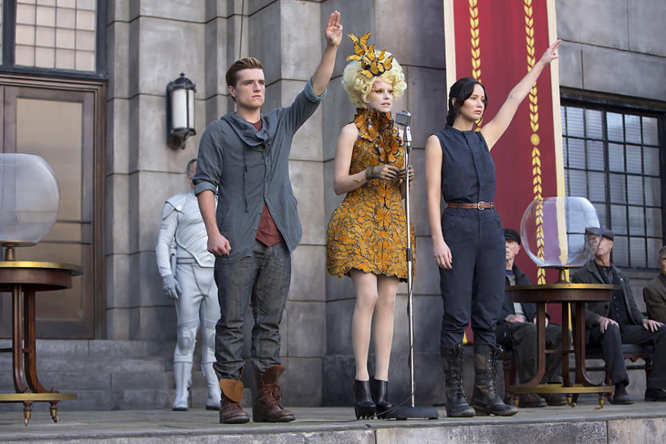 Josh Hutcherson, Elizabeth Banks and Jennifer Lawrence in Lionsgate's "The Hunger Games: Catching Fire" - 2013