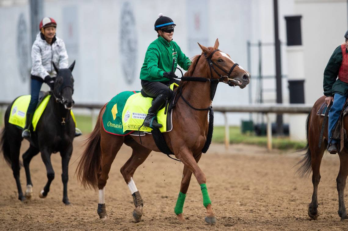 Derma Sotogake, with Masatoshi Segawa up, took part in morning workouts at Churchill Downs on Saturday.