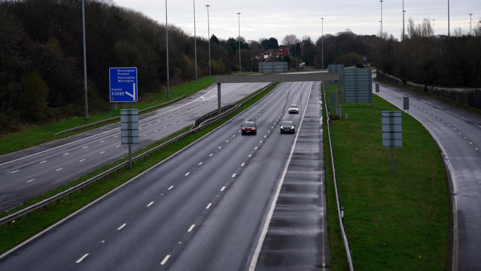 A very quiet end of the M62 in Liverpool on Christmas Day. Picture date: Saturday December 25, 2021.