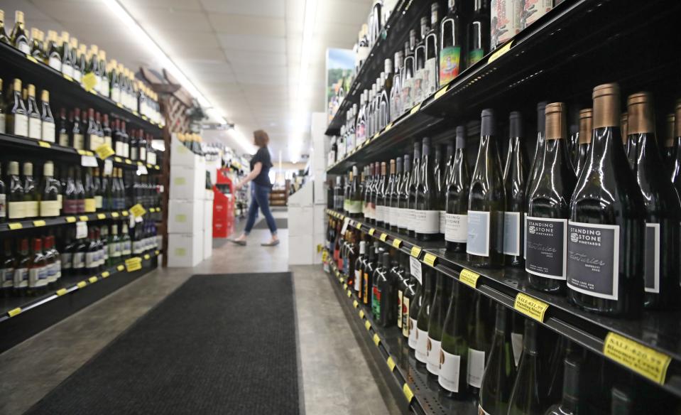 A large variety of wines from New York State are one of the many featured spirits at Ryan's Wine & Spirits in Canandaigua Friday, Feb. 23, 2024.