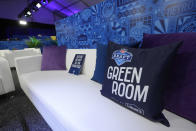 A view of the NFL Draft green room is shown, Wednesday, April 24, 2024, in Detroit. (AP Photo/Paul Sancya)