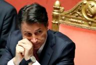 Italian Prime Minister Giuseppe Conte addresses the upper house of parliament over the ongoing government crisis, in Rome