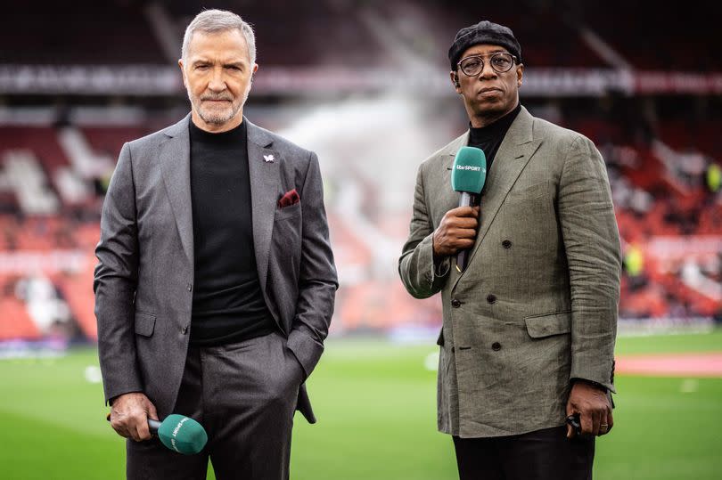 MANCHESTER, ENGLAND - MARCH 17:  Graeme Souness & Ian Wright look on prior to the Emirates FA Cup Quarter Final match between Manchester United and Liverpool at Old Trafford on March 17, 2024 in Manchester, England.