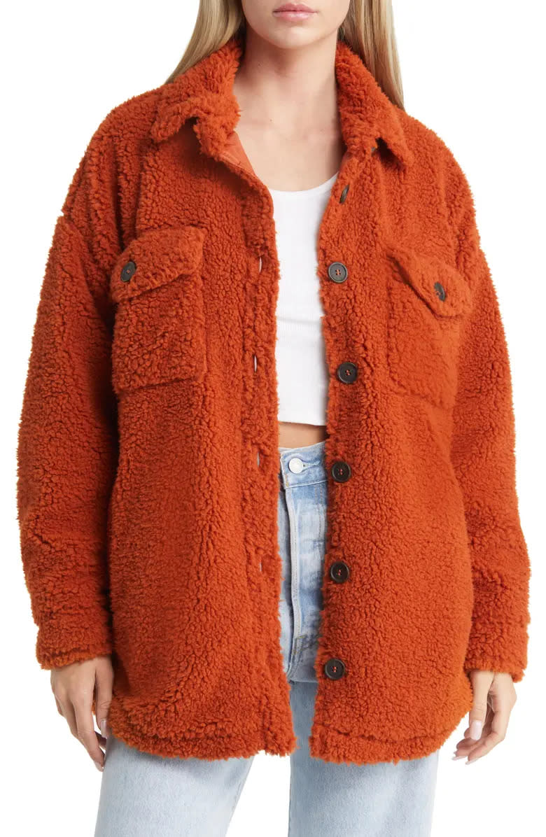 Thread & Supply High Pile Fleece Shacket. Image via Nordstrom.