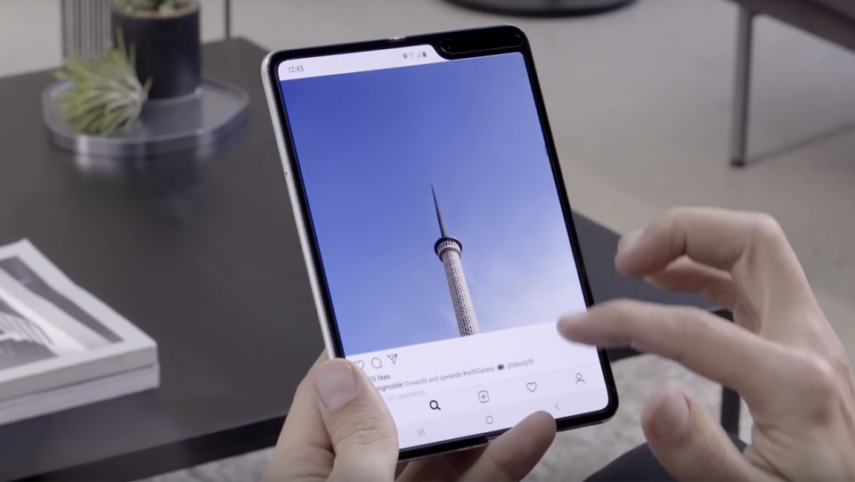 The device unfolds to have a seven-inch screen (Samsung)