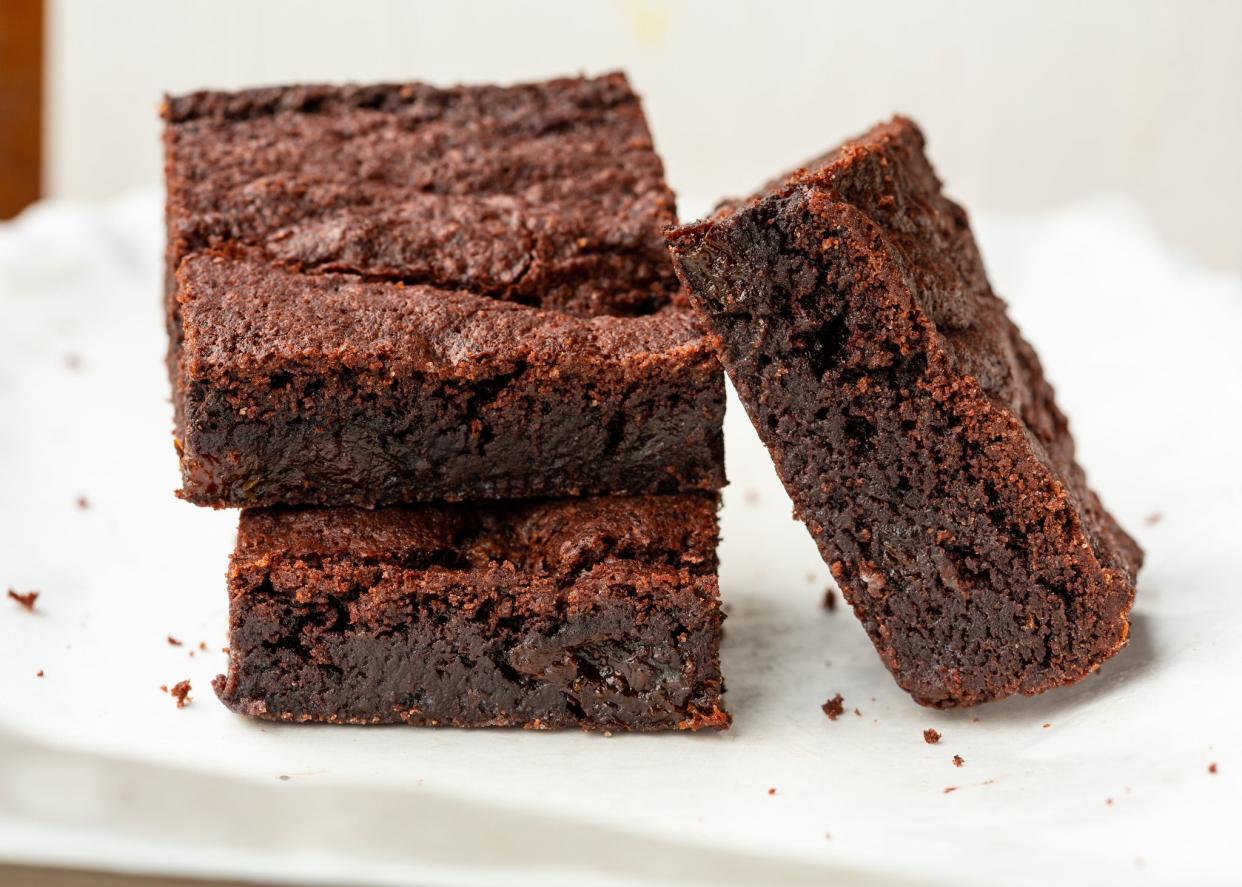 three Chocolate and prune Brownies