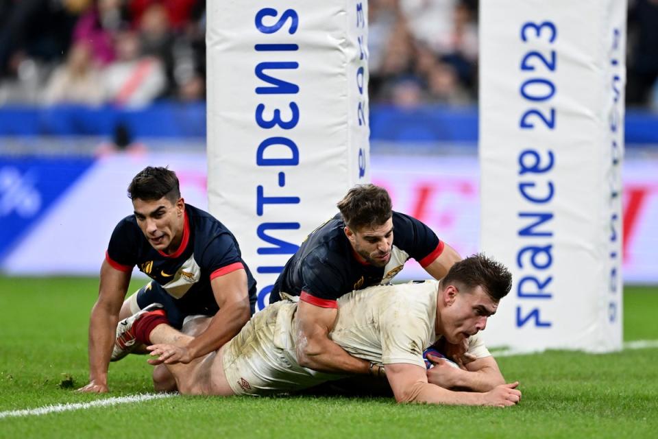 Hooker Theo Dan scored after charging down a kick (Getty Images)