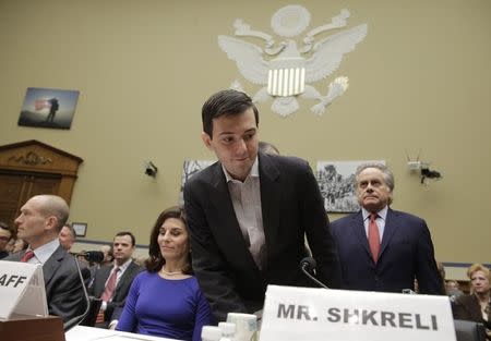 Martin Shkreli, former CEO of Turing Pharmaceuticals LLC, arrives before a House Oversight and Government Reform hearing on "Developments in the Prescription Drug Market Oversight" on Capitol Hill in Washington February 4, 2016. REUTERS/Joshua Roberts