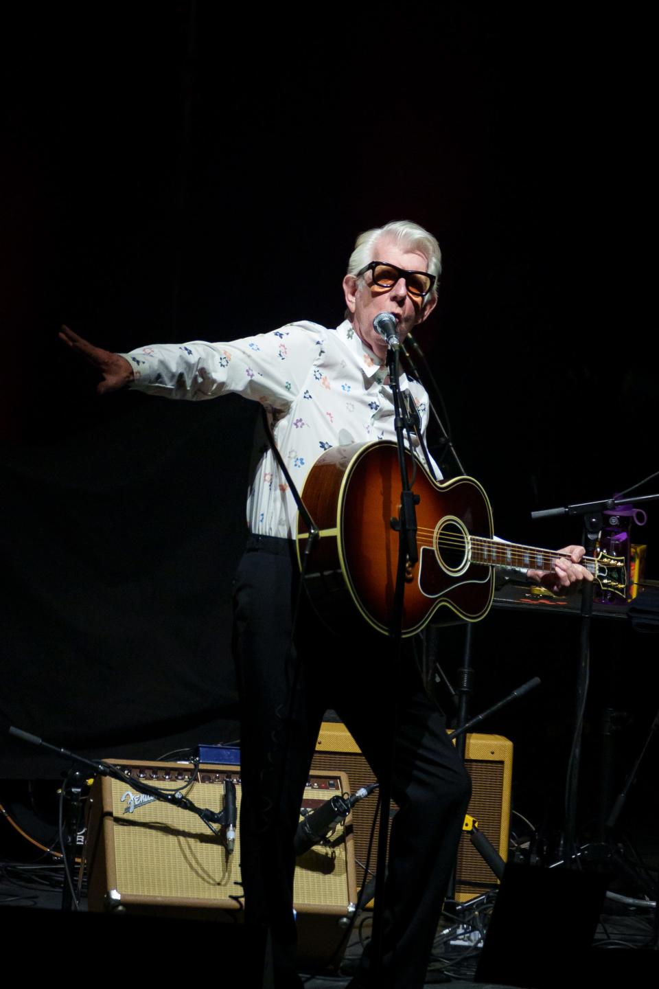 Nick Lowe performs at Arizona Financial Theatre on June 18, 2023, in Phoenix.