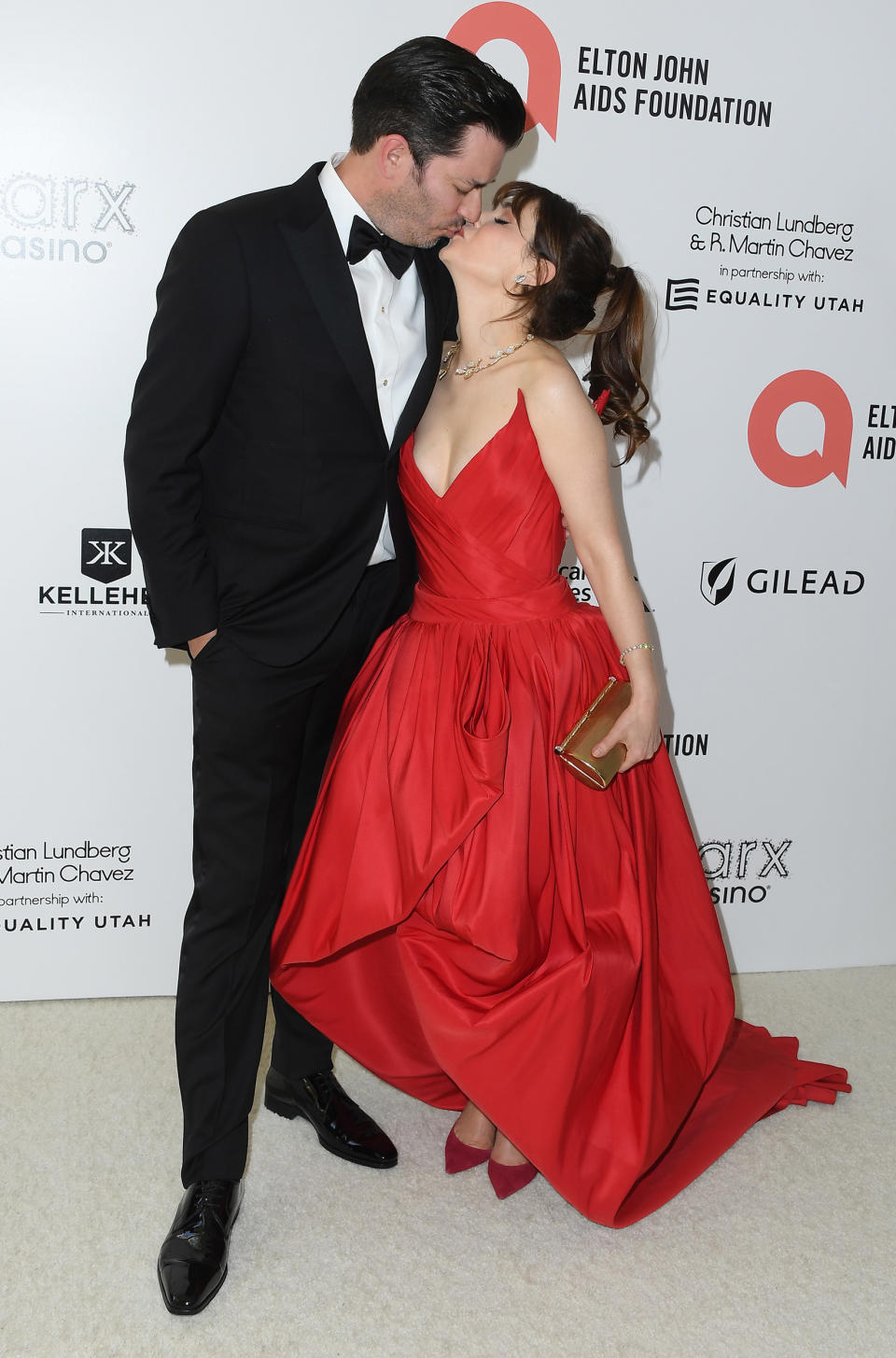 The happy couple shared a kiss on the red carpet of the Elton John AIDS Foundation's 30th Annual Academy Awards Viewing Party earlier this year. (Steve Granitz / FilmMagic / Getty Images)