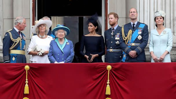 PHOTO: FILE - Prince Charles, Prince of Wales, Camilla, Duchess of Cornwall, Queen Elizabeth II, Meghan, Duchess of Sussex, Prince Harry, Duke of Sussex, Prince William, Duke of Cambridge and Catherine, Duchess of Cambridge, July 10, 2018 London, England. (Chris Jackson/Getty Images, FILE)