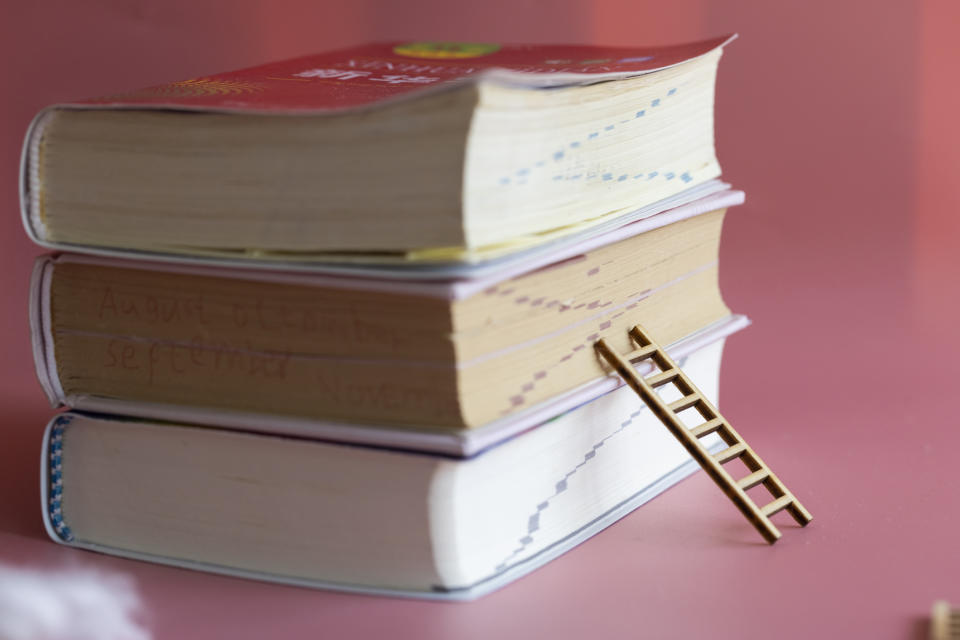 Ladder up stack of books