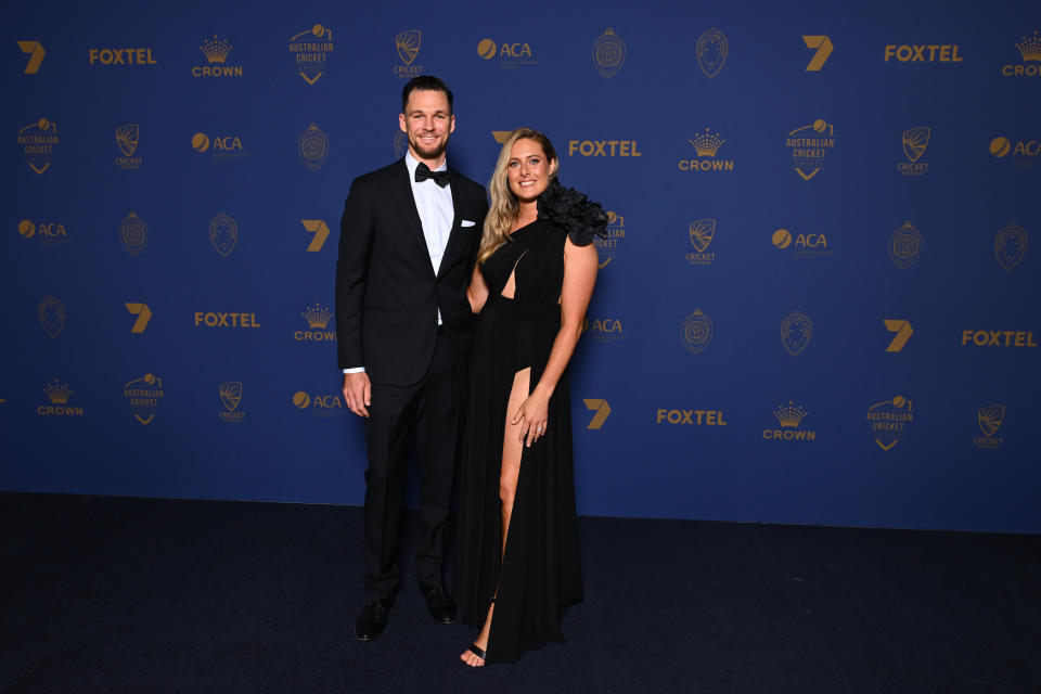 Peter and Sarah Handscomb at the 2024 Australian Cricket Awards.