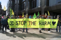 LONDON, UNITED KINGDOM - SEPTEMBER 01: Extinction Rebellion protesters take part in a demonstration in Westminster in London, United Kingdom on September 01, 2020. The group are calling for MPs to support The Climate and Ecological Emergency Bill (CEE Bill). (Photo by Stringer/Anadolu Agency via Getty Images)