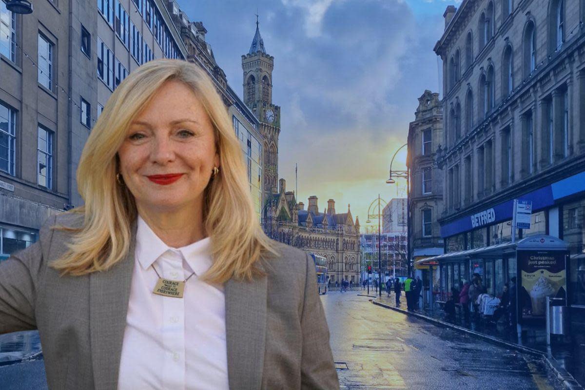 West Yorkshire Mayor Tracy Brabin with a picture of Bradford in the background, captured by the T&A Camera Club's Anna Dyson Clarke <i>(Image: Other)</i>
