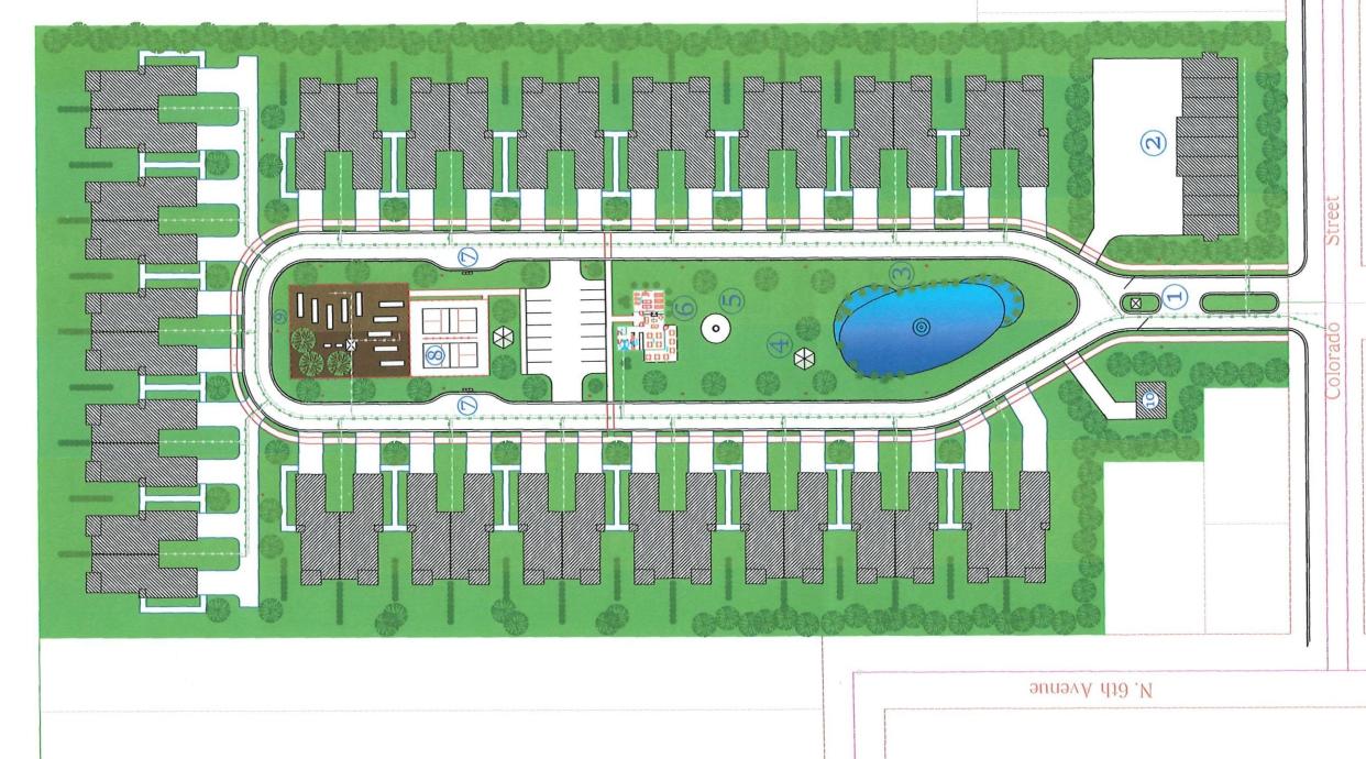 The proposed layout for a 19-duplex senior community being considered by the Sturgeon Bay City Plan Commission.