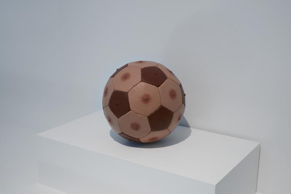 Nicola Costantino’s Male Nipples Soccer Ball, Chocolate and Peach, 2000 (Tom Carter)