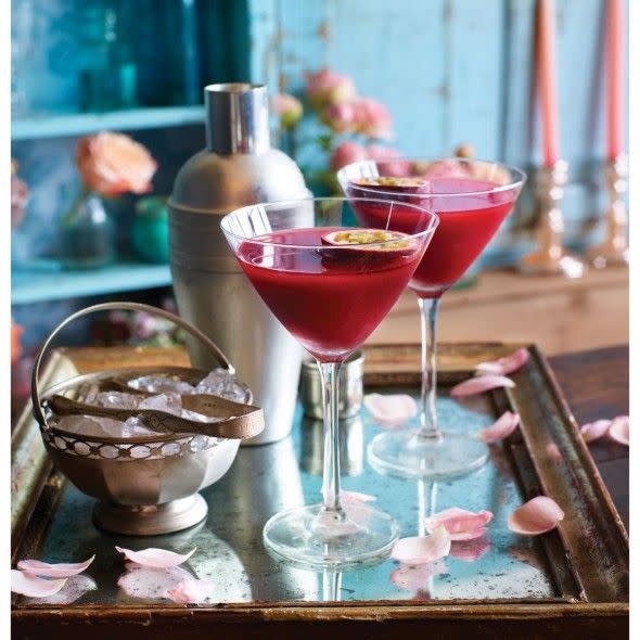 <p>Passion fruit and pomegranate combine to make this delicious cocktail recipe.</p><p><strong>Recipe: <a href="https://www.goodhousekeeping.com/uk/valentines-day/valentines-recipes/passiontini" rel="nofollow noopener" target="_blank" data-ylk="slk:Passiontini;elm:context_link;itc:0;sec:content-canvas" class="link ">Passiontini</a></strong></p>