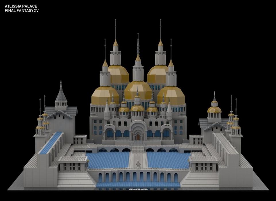 Altissia Palace from Final Fantasy, recreated in virtual LEGO by Guide Strats (Front View)