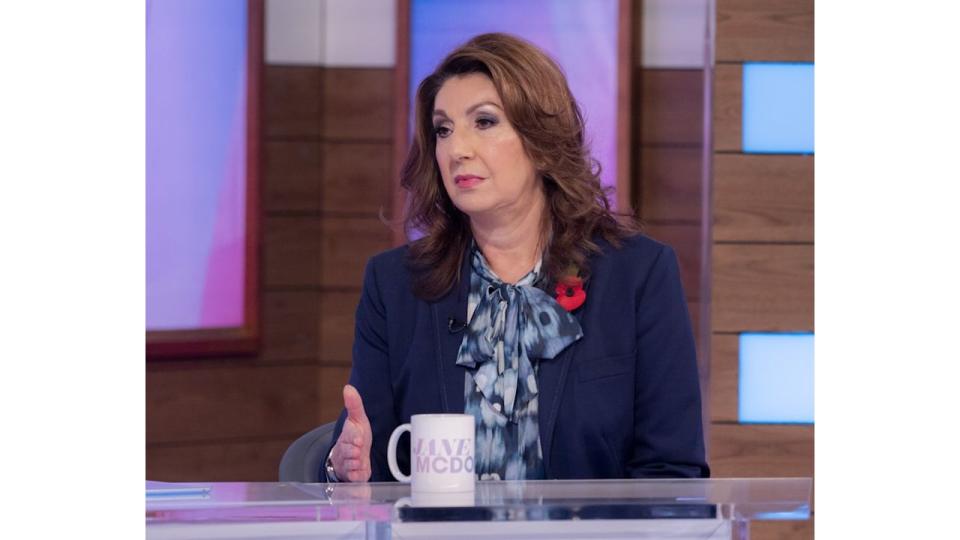 Jane McDonaldl looking emotional on the set of Loose Women